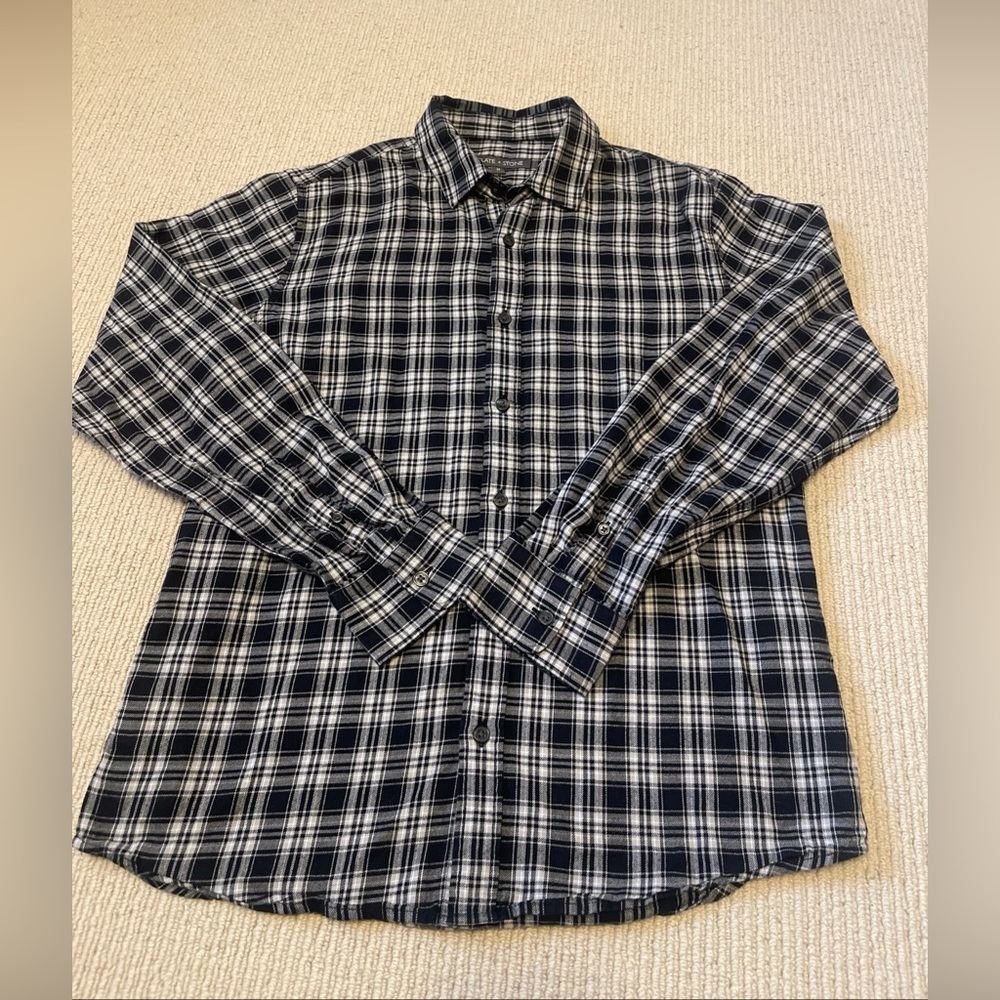 Slate & Stone Plaid Button Up Women’s Medium Black White